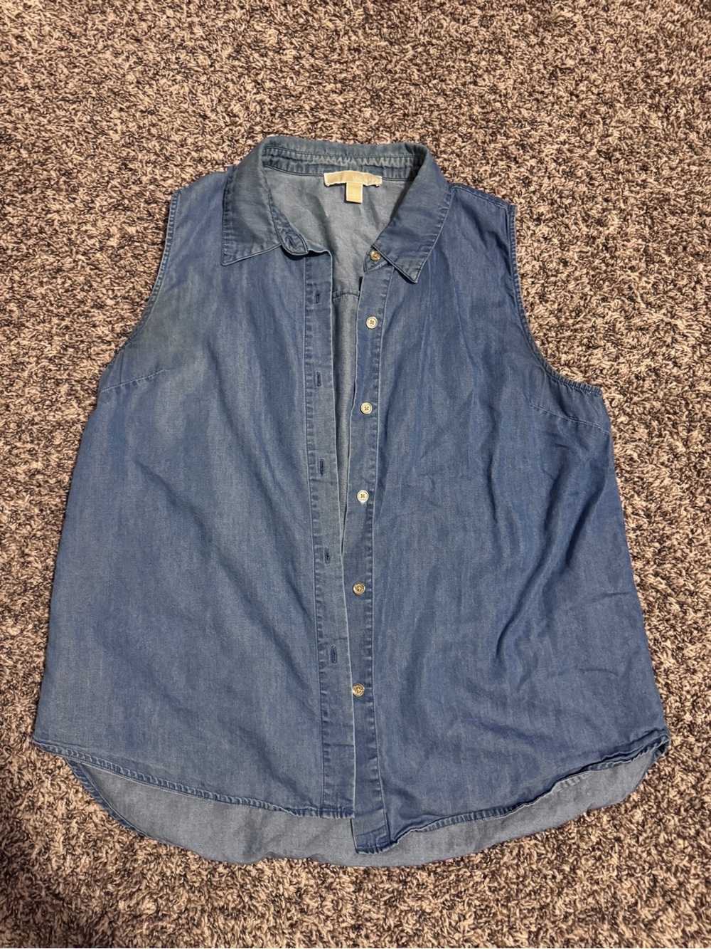 Michael Kors / Sleeveless Button-Down Shirt - Blue